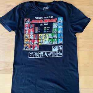 Blue Star Wars Periodic Table of Villains T-shirt. Men’s Small.